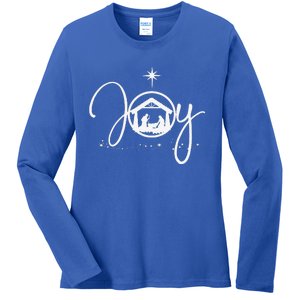 Christian Christmas Joy Jesus Nativity Scene Faith Gift Ladies Long Sleeve Shirt