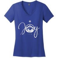 Christian Christmas Joy Jesus Nativity Scene Faith Gift Women's V-Neck T-Shirt