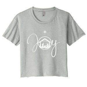 Christian Christmas Joy Jesus Nativity Scene Faith Gift Women's Crop Top Tee