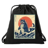 Catzilla Cat Japanese Art Funny Cat Drawstring Bag