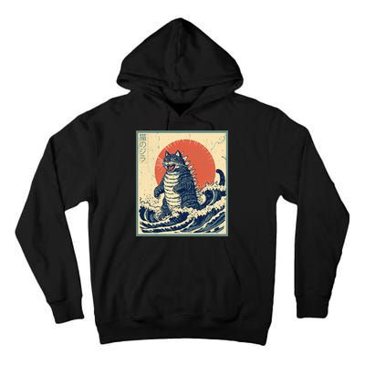 Catzilla Cat Japanese Art Funny Cat Tall Hoodie