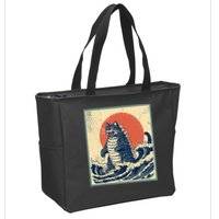 Catzilla Cat Japanese Art Funny Cat Zip Tote Bag