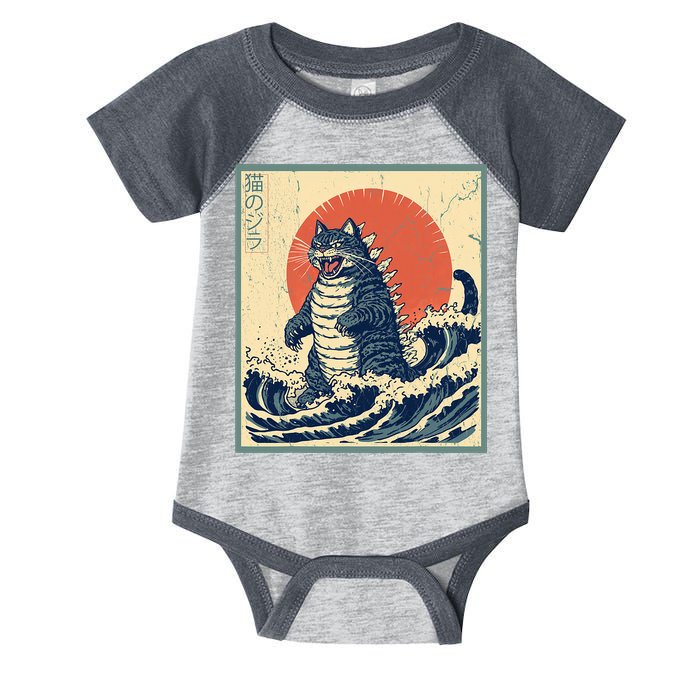 Catzilla Cat Japanese Art Funny Cat Infant Baby Jersey Bodysuit