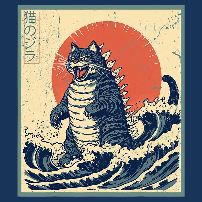 Catzilla Cat Japanese Art Funny Cat Infant Baby Jersey Bodysuit