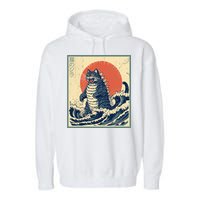 Catzilla Cat Japanese Art Funny Cat Garment-Dyed Fleece Hoodie