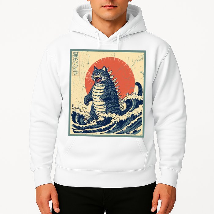 Catzilla Cat Japanese Art Funny Cat Hoodie