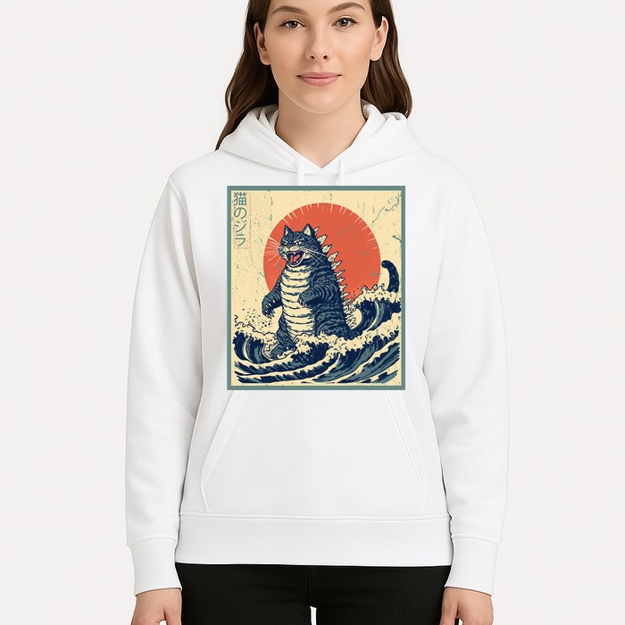 Catzilla Cat Japanese Art Funny Cat Hoodie