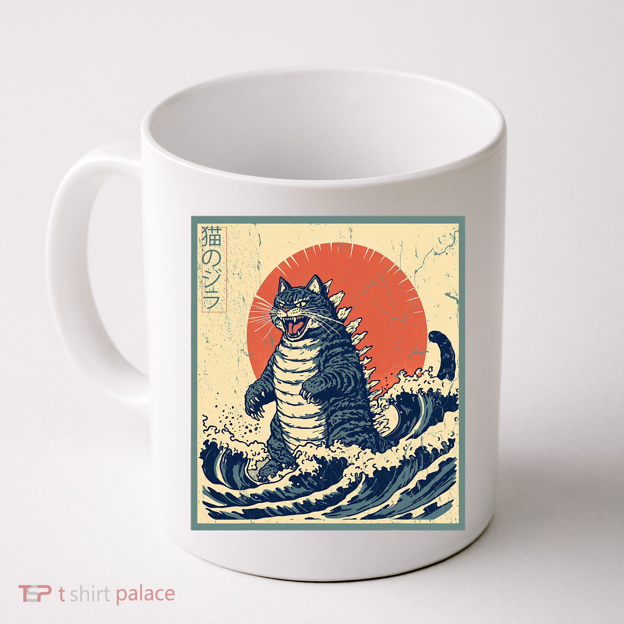 Catzilla Cat Japanese Art Funny Cat Mug