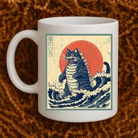 Catzilla Cat Japanese Art Funny Cat Mug