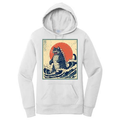 Catzilla Cat Japanese Art Funny Cat Women's Pullover Hoodie