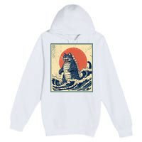 Catzilla Cat Japanese Art Funny Cat Premium Pullover Hoodie