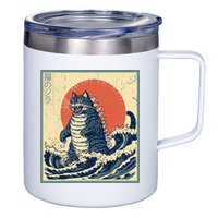 Catzilla Cat Japanese Art Funny Cat 12oz Stainless Steel Coffee Mug