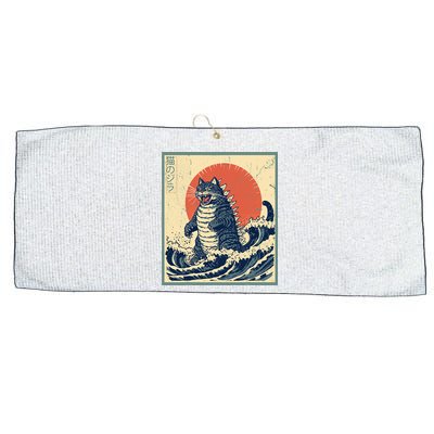Catzilla Cat Japanese Art Funny Cat Large Microfiber Waffle Golf Towel