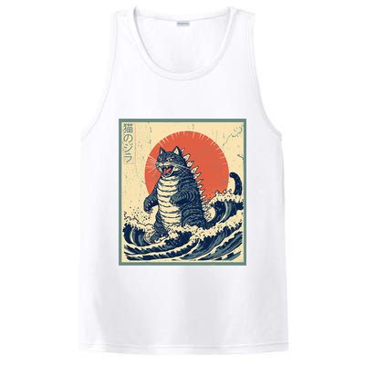 Catzilla Cat Japanese Art Funny Cat PosiCharge Competitor Tank