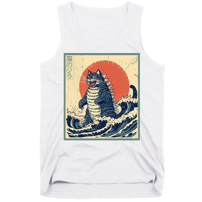Catzilla Cat Japanese Art Funny Cat Tank Top