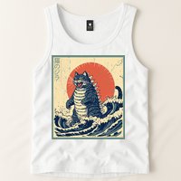 Catzilla Cat Japanese Art Funny Cat Tank Top