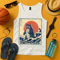 Catzilla Cat Japanese Art Funny Cat Tank Top