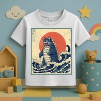 Catzilla Cat Japanese Art Funny Cat Toddler T-Shirt