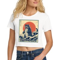 Catzilla Cat Japanese Art Funny Cat Crop Top
