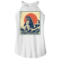 Catzilla Cat Japanese Art Funny Cat Women's Perfect Tri Rocker Tank