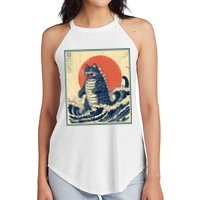 Catzilla Cat Japanese Art Funny Cat Women's Perfect Tri Rocker Tank