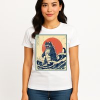 Catzilla Cat Japanese Art Funny Cat Womens T-Shirt