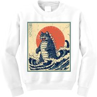 Catzilla Cat Japanese Art Funny Cat Kids Sweatshirt