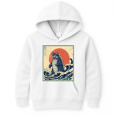 Catzilla Cat Japanese Art Funny Cat Kids Hoodie