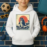 Catzilla Cat Japanese Art Funny Cat Kids Hoodie