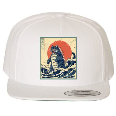 Catzilla Cat Japanese Art Funny Cat Wool Snapback Cap
