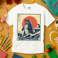 Catzilla Cat Japanese Art Funny Cat Kids T-Shirt