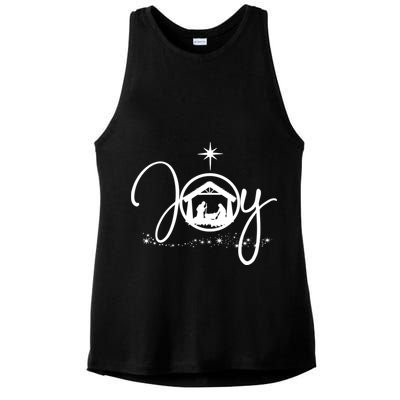 Christian Christmas Joy Jesus Nativity Scene Faith Ladies PosiCharge Tri-Blend Wicking Tank