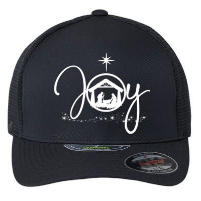 Christian Christmas Joy Jesus Nativity Scene Faith Flexfit Unipanel Trucker Cap