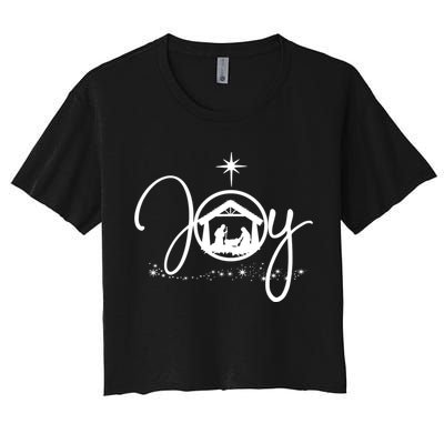 Christian Christmas Joy Jesus Nativity Scene Faith Women's Crop Top Tee