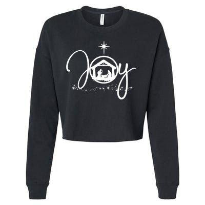 Christian Christmas Joy Jesus Nativity Scene Faith Cropped Pullover Crew