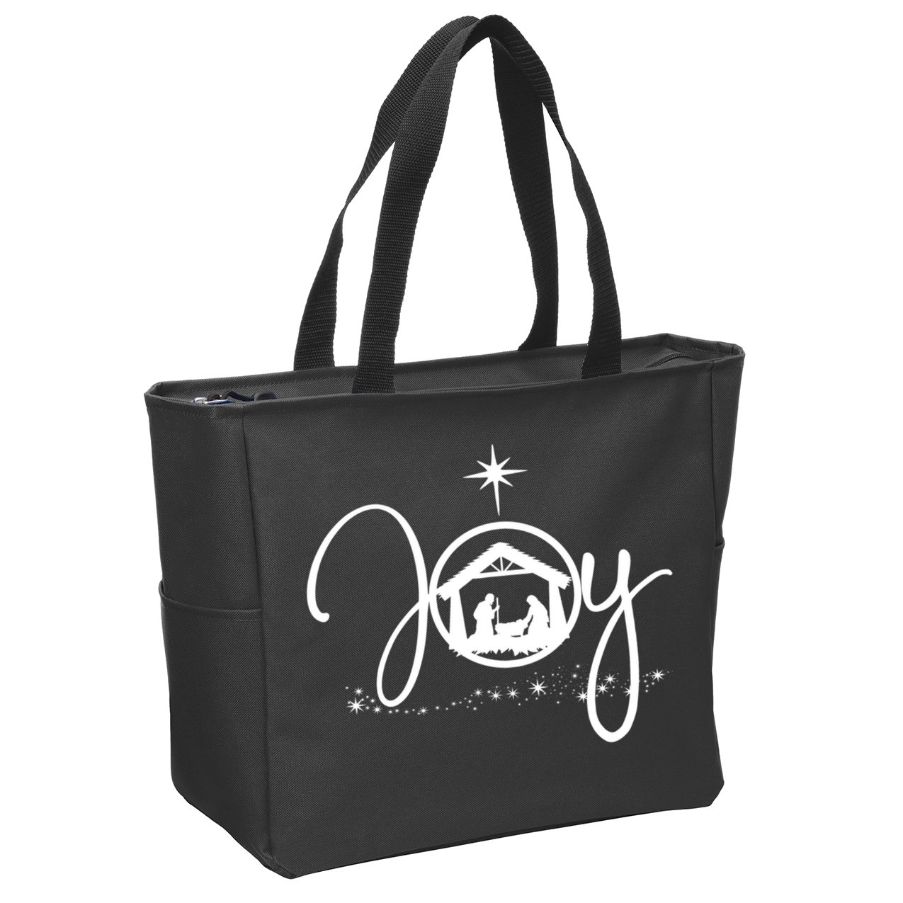 Christian Christmas Joy Jesus Nativity Scene Faith Zip Tote Bag