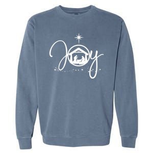 Christian Christmas Joy Jesus Nativity Scene Faith Garment-Dyed Sweatshirt