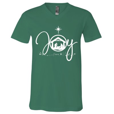 Christian Christmas Joy Jesus Nativity Scene Faith V-Neck T-Shirt