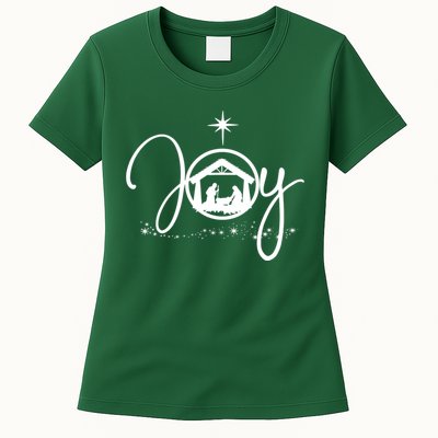 Christian Christmas Joy Jesus Nativity Scene Faith Womens T-Shirt