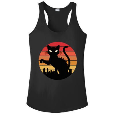 Catzilla Cat Japanese Sunset Retro Cute Ladies PosiCharge Competitor Racerback Tank