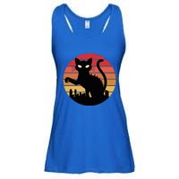 Catzilla Cat Japanese Sunset Retro Cute Ladies Essential Flowy Tank