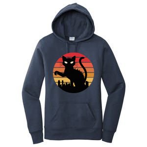 Catzilla Cat Japanese Sunset Retro Cute Women's Pullover Hoodie