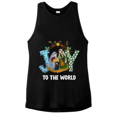 Christian Christmas Joy Jesus Nativity Scene Faith Gift Ladies PosiCharge Tri-Blend Wicking Tank