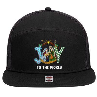 Christian Christmas Joy Jesus Nativity Scene Faith Gift 7 Panel Mesh Trucker Snapback Hat