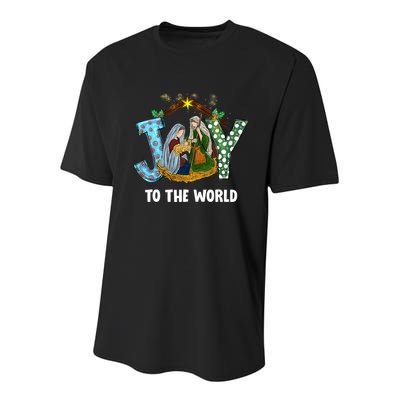 Christian Christmas Joy Jesus Nativity Scene Faith Gift Youth Performance Sprint T-Shirt