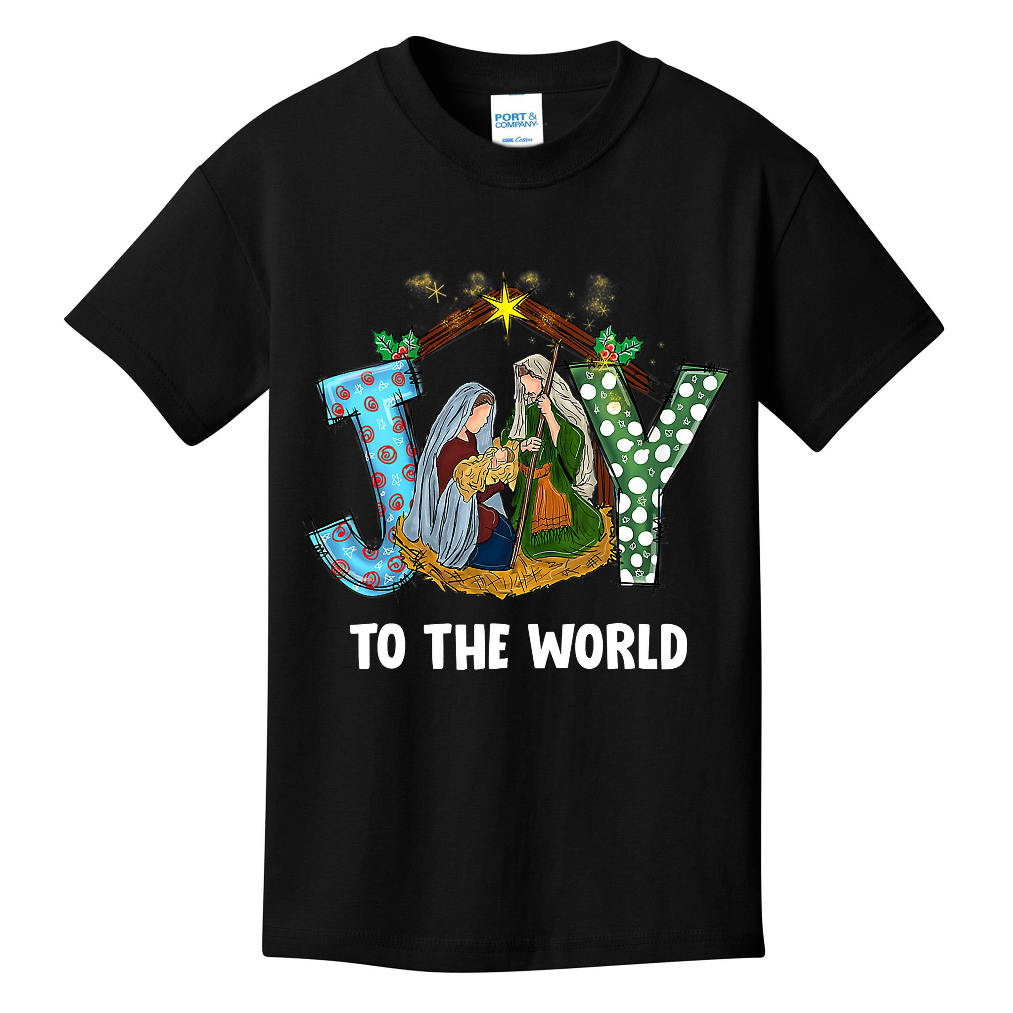 Christian Christmas Joy Jesus Nativity Scene Faith Gift Kids T-Shirt