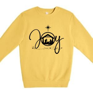 Christian Christmas Joy Jesus Nativity Scene Faith Gift Meaningful Gift Premium Crewneck Sweatshirt