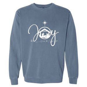 Christian Christmas Joy Jesus Nativity Scene Faith Gift Meaningful Gift Garment-Dyed Sweatshirt