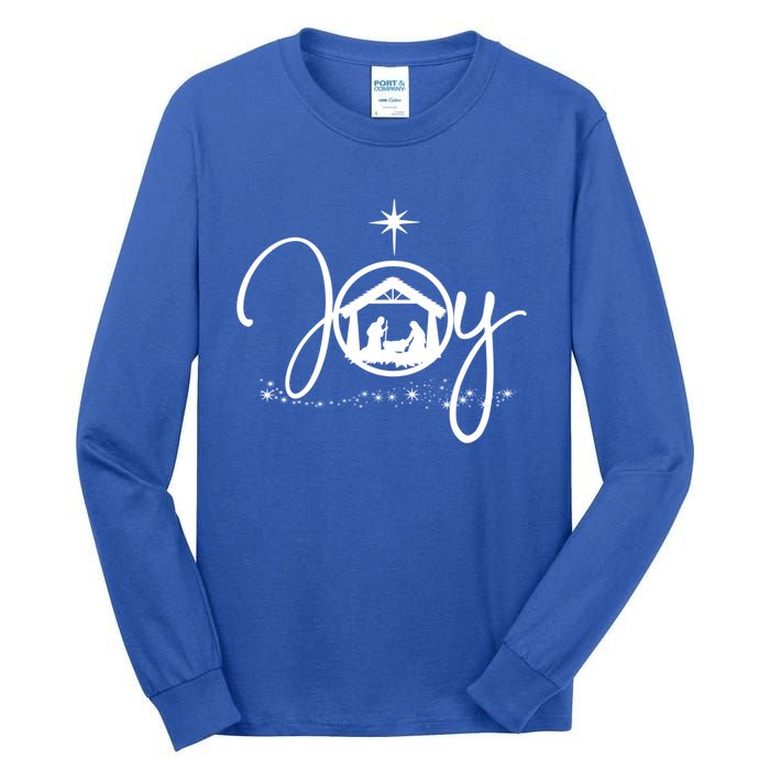 Christian Christmas Joy Jesus Nativity Scene Faith Gift Meaningful Gift Tall Long Sleeve T-Shirt