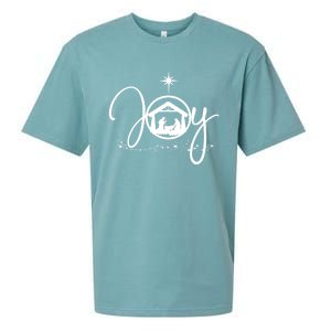 Christian Christmas Joy Jesus Nativity Scene Faith Gift Meaningful Gift Sueded Cloud Jersey T-Shirt